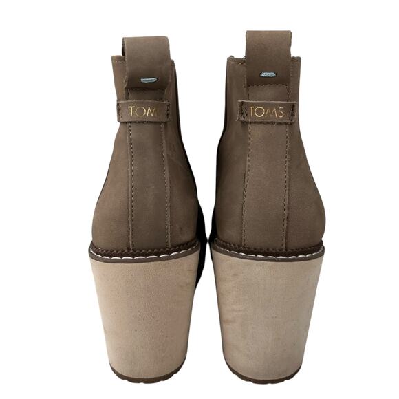 TOMS Womens Raven Water Resistant Wedge Booties Taupe 7 - Picture 4 of 14